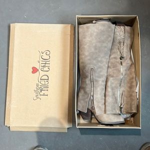 Southern Fried Chicks Sass Tall Taupe Boots Size 7 new with box.